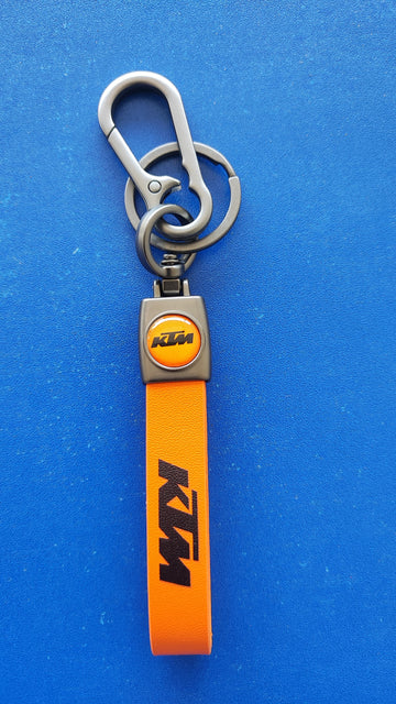 20 KTM Logo Keychain| KTM Logo Steel and Leather Keychain for Car and bikes