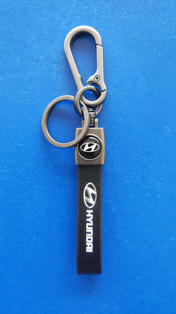 23 Hyundai Logo Keychain| Hyundai Logo Steel and Leather Keychain for Car and bikes
