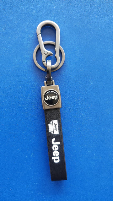 28 Jeep Logo Keychain| Jeep Logo Steel and Leather Keychain for Car and bikes