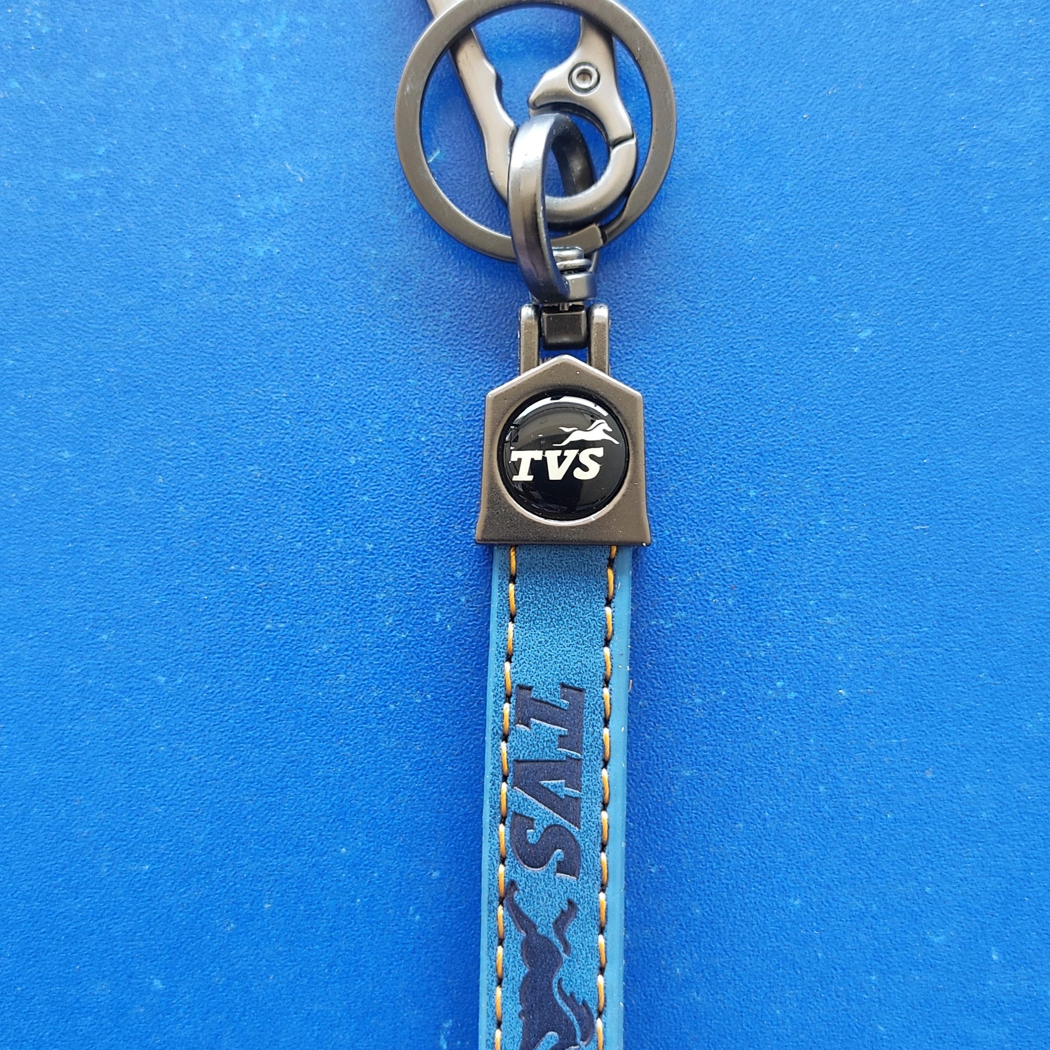 21 TVS Logo Keychain| TVS Logo Steel and Leather Keychain for Car and bikes