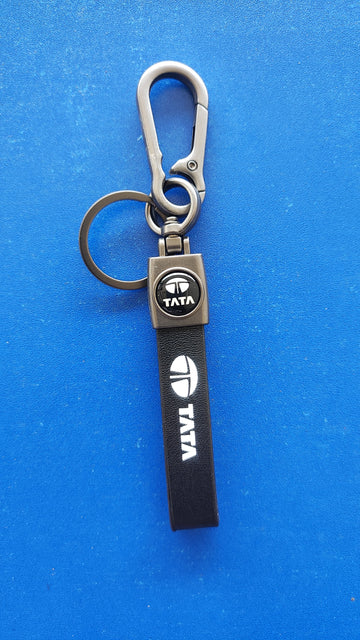 27 TATA Logo Keychain| TATA Logo Steel and Leather Keychain for Car and bikes