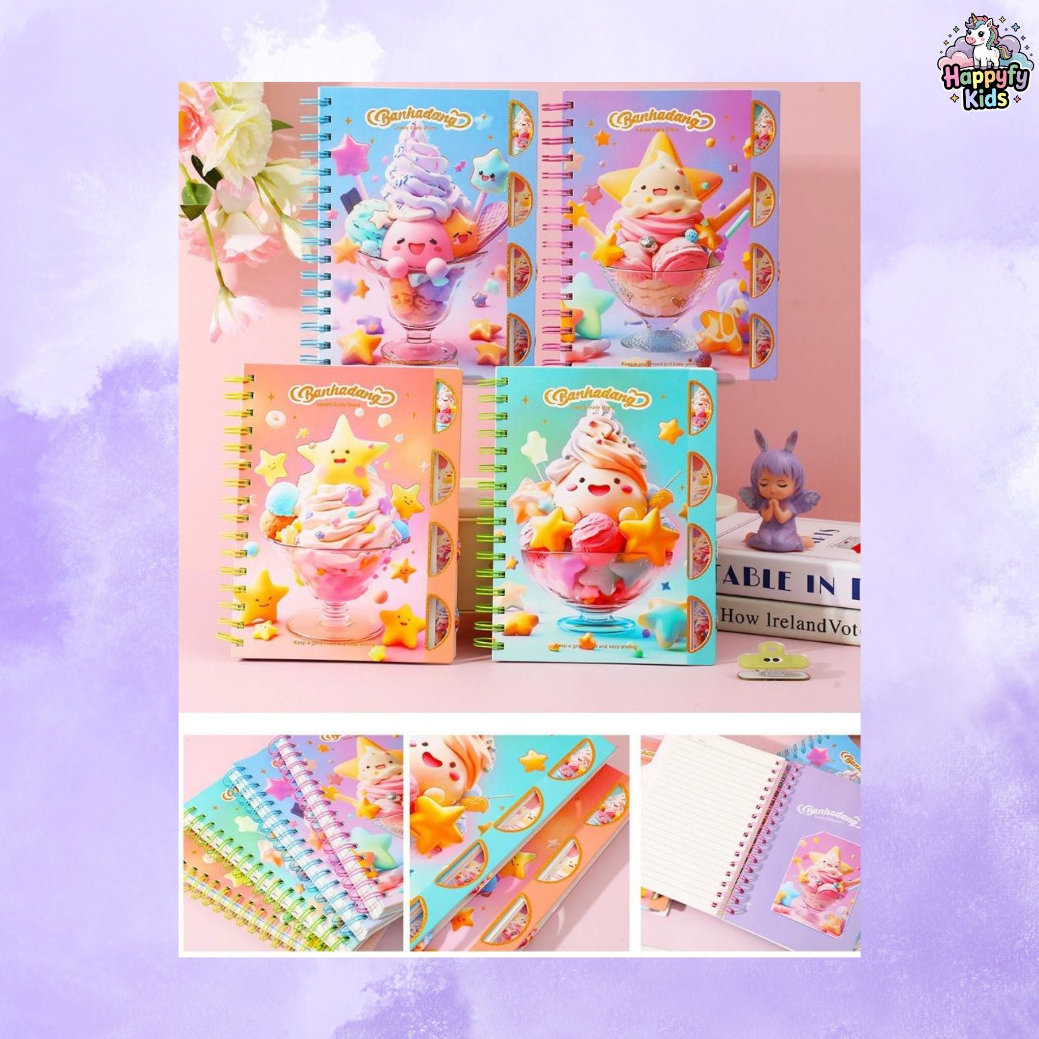 Korean A5 Size 4 Subjects Notebooks | Fancy Premium Korean Notebooks | Shop Now
