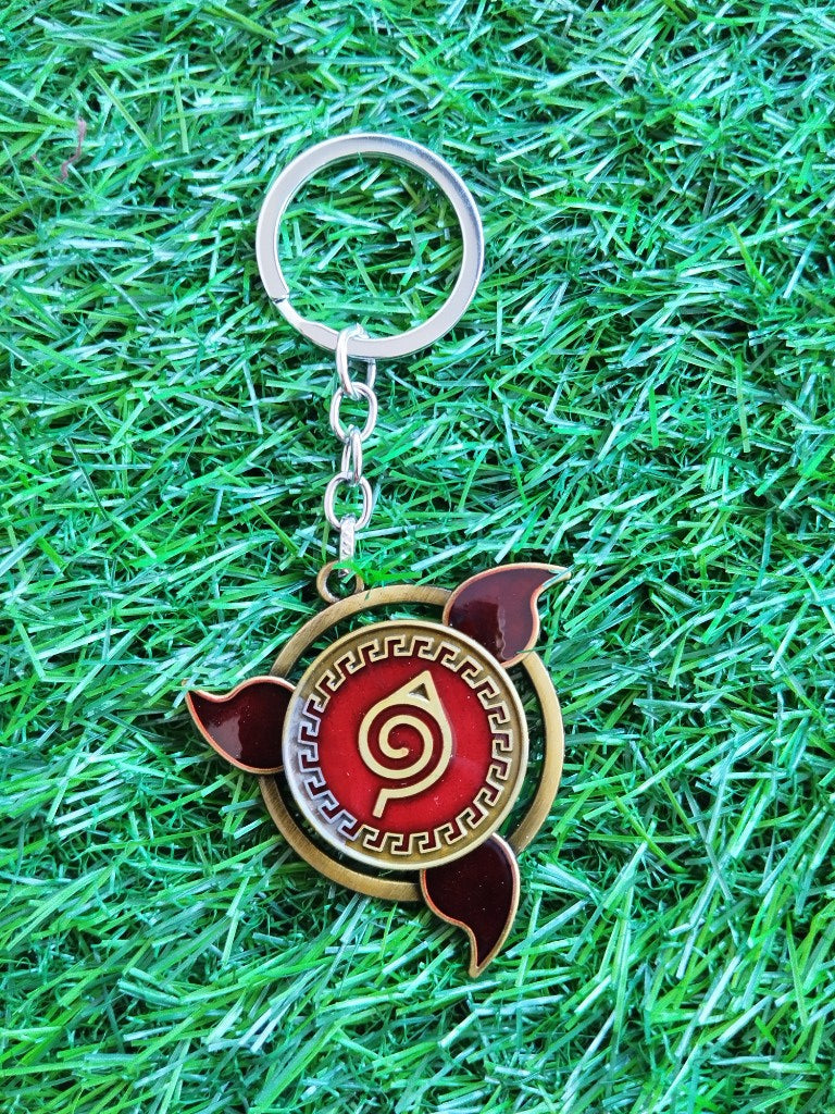 Naruto Sharingan Keychains for Kids | Leaf Village Symbol Spinner Keychains for School bags