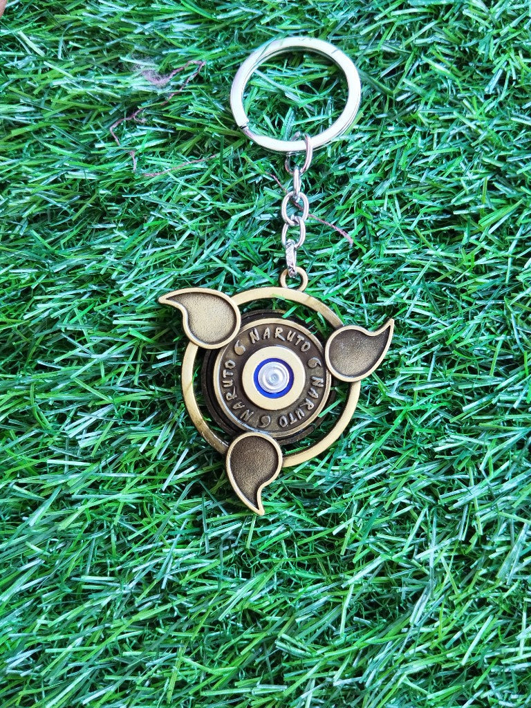 Naruto Sharingan Keychains for Kids | Leaf Village Symbol Spinner Keychains for School bags
