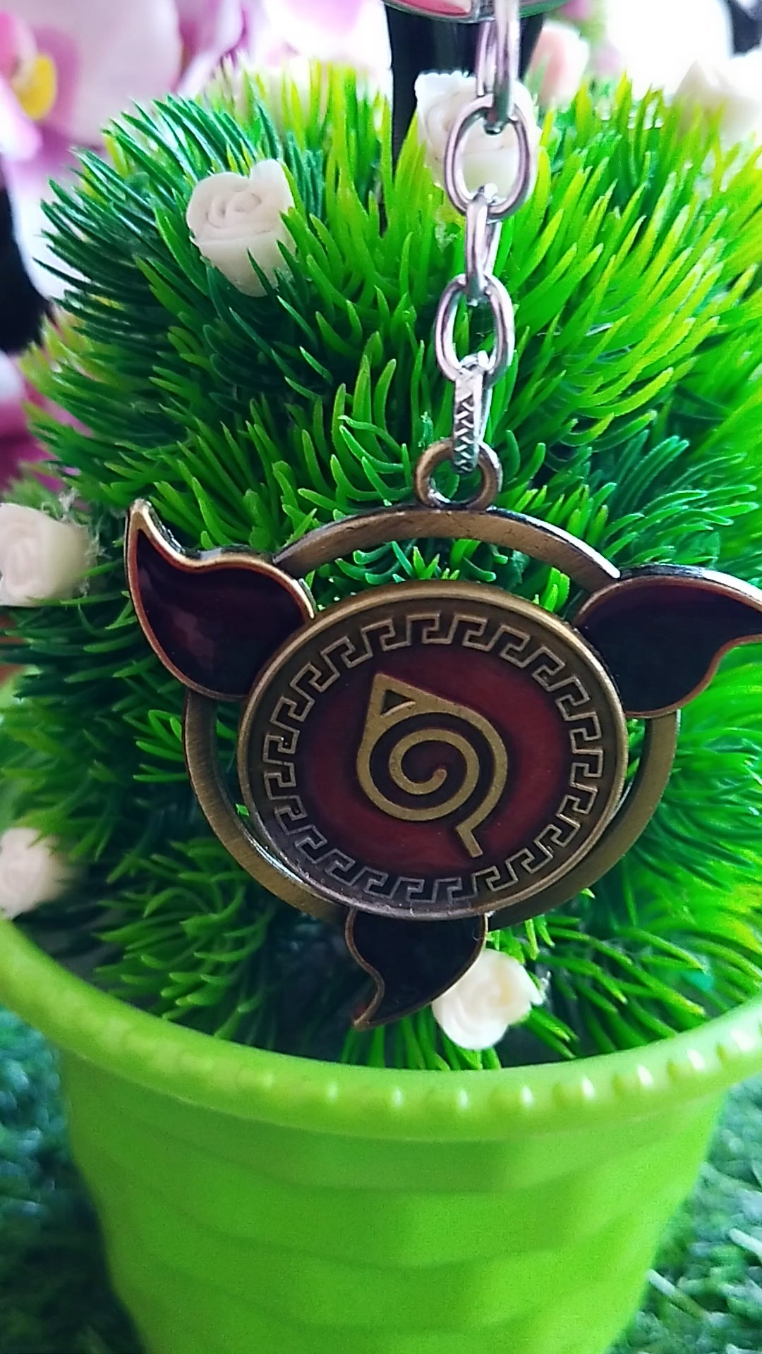 Naruto Sharingan Keychains for Kids | Leaf Village Symbol Spinner Keychains for School bags