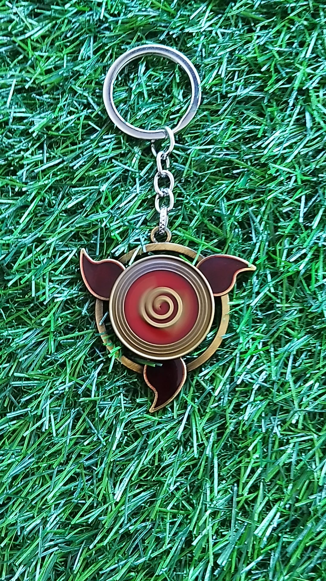 Naruto Sharingan Keychains for Kids | Leaf Village Symbol Spinner Keychains for School bags